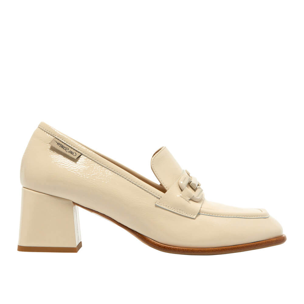 Carl Scarpa Senso Off White Leather Block Heel Loafers